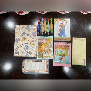Colorful Vintage Mary Engelbreit Notepads and Pens Set